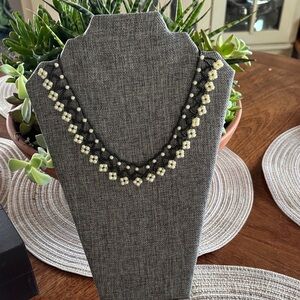 Antique Black and Cream Beaded Necklace